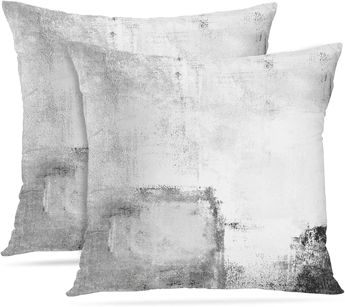 Britimes Throw Pillow Covers Modern Home Art Decor, 16 x 16 Inches Set of 2 Pillow Cases Decorative, Abstract Oil Painting Pillowcases for Bedroom, Living Room, Cushion Couch Sofa, Black White