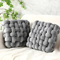 Wenqik 2 Pcs Knot Pillows Square Knotted Plush Throws Soft Accent Pillows Decoration Cushion for Couch Home Office Living Room Bedroom Bed Sofa Decor, 12'' x 13''(Light Gray,Crystal Velvet)