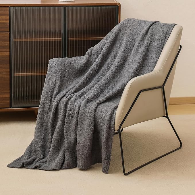 bearberry Super Soft Fluffy Throw Blanket Lightweight Cozy Warm Throw Blankets for Couch Bed Sofa All Season (Dark Grey, 53”x71”)