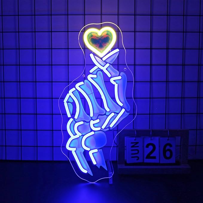 Neon Sign, Hand Neon Signs for Wall Decor - Love LED Signs for Bedroom, Man Cave, Party, Club, Bars - USB Powered Light Up Sign Decorations