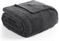 Snuggle Sac Faux Fur Throw Blanket for Couch, Knitted with Microfiber Fancy Yarn Blanket, Cozy Soft Warm Blankets for Sofa Bedroom Living Room,Solid Dark Grey,50x60 inches