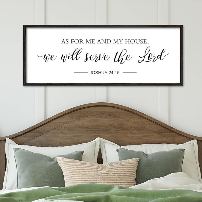 YWMZYKJGS As for Me and My House We Will Serve the Lord Wall Decor 40"×15" Bible Verse Sign Christian Large Wood Framed Scripture Religious Rustic Farmhouse Wall Hanging Art (Black)