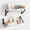 Axeman White Floating Shelves for Wall, 16''W x 8''D Floating Shelves Set of 2, 8 Inch Deep Wall Shelves for Bookshelf Living Room Bedroom Home Office Bathroom