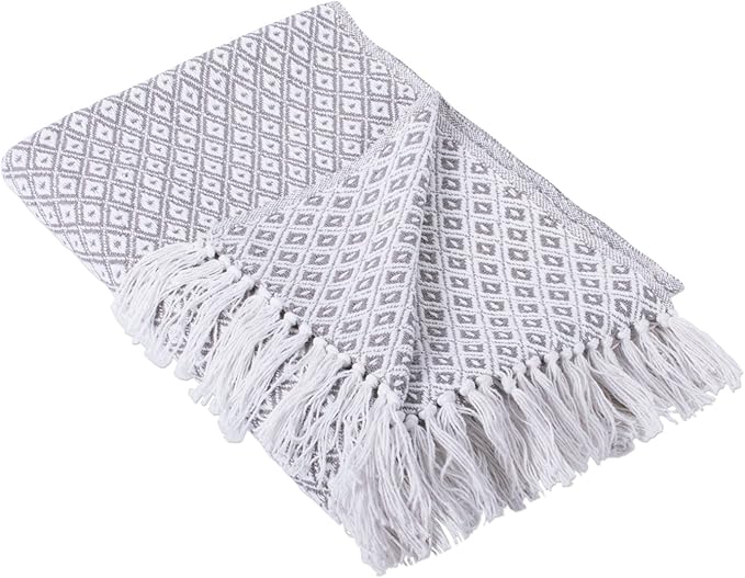 DII Global Mini Diamond Woven Throw, 50x60, Gray