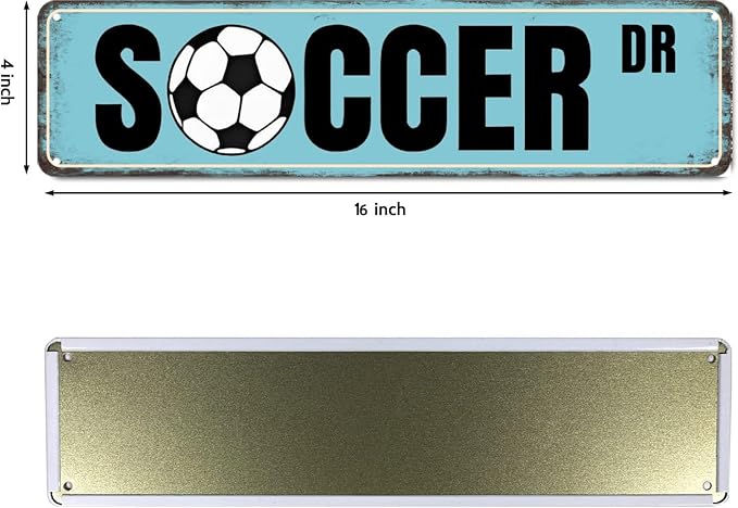 Soccer Posters For Boys Bedroom Soccer Decor Soccer Dr Tin Sign Soccer Gifts For Men Soccer Street Signs For Bedroom Soccer Wall Art Football Room Decor For Boys Bedroom Soccer Decorations 4x16 Inch