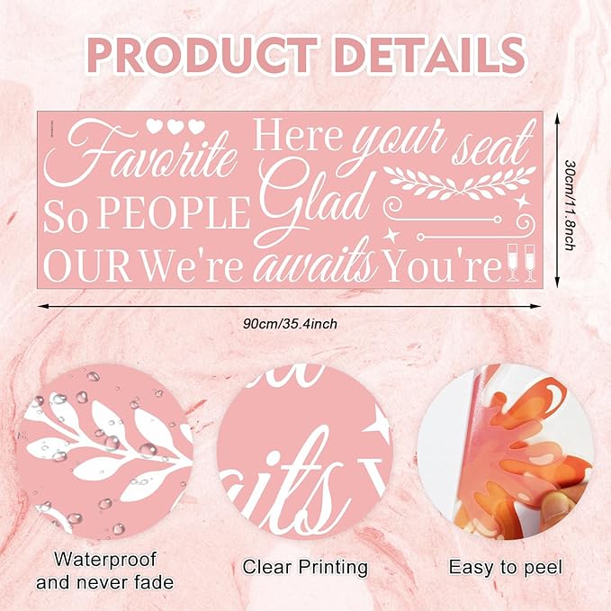HLNIUC Wedding Mirror Sticker,Our Favorite People Your Seat Awaits Mirror Stickers Wedding Welcome Decals Double-Sized,Personalized Letters Number Wall Decal for Window Sign Marriage Decoration