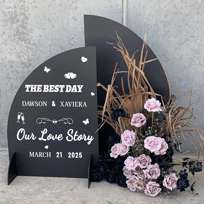 HLNIUC Welcome to Our Love Story Mirror Stickers Double-Sized,Removable Letters Number Wall Decal,The Best Day Wall Decals,Personalized Wedding Mirror Sticker for Window Sign Marriage Decoration