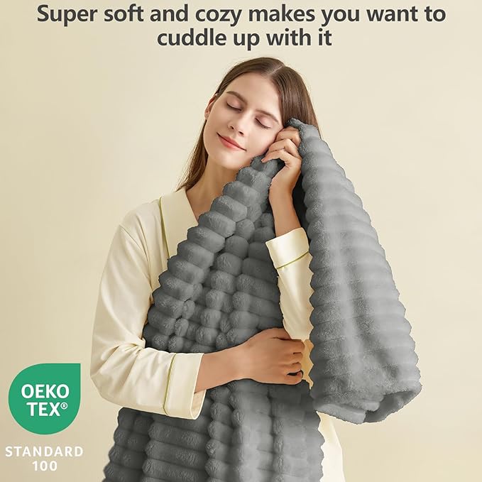 Soft Grey Twin Blanket for Bed - 300GSM Cozy Fleece Blanket for Men Women, Fluffy Lightweight Bed Blankets Graduation Birthday Gifts for Her Him, Home School Dorm Decor, Grey, 60x80 Inches