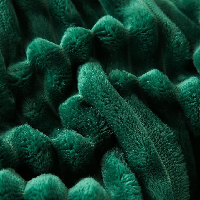 Green Sherpa Fleece Throw Blanket 108”×90” for Couch Sofa Bed,Super Soft Cozy Plush Double Side Thick Flannel Blanket with Striped Design Lightweight for Adults,Woman,Girls