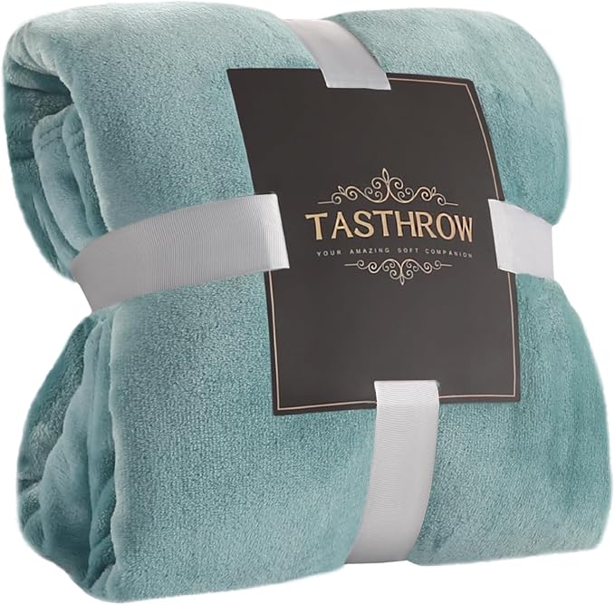 TASTHROW Large Flannel Fleece Throw Blanket, 50×70 Inch - Cozy Lightweight Thick Blanket - All Seasons Suitable for Women, Men and Kids (Two Pack, Bluishgreen)