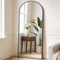 NEWBULIG Arched Full Length Mirror 24"x 65" for Bedroom, Full Body Mirror with Stand, Hanging or Leaning for Wall, Aluminum Alloy Thin Frame Floor Standing for Living Room, Long, Black
