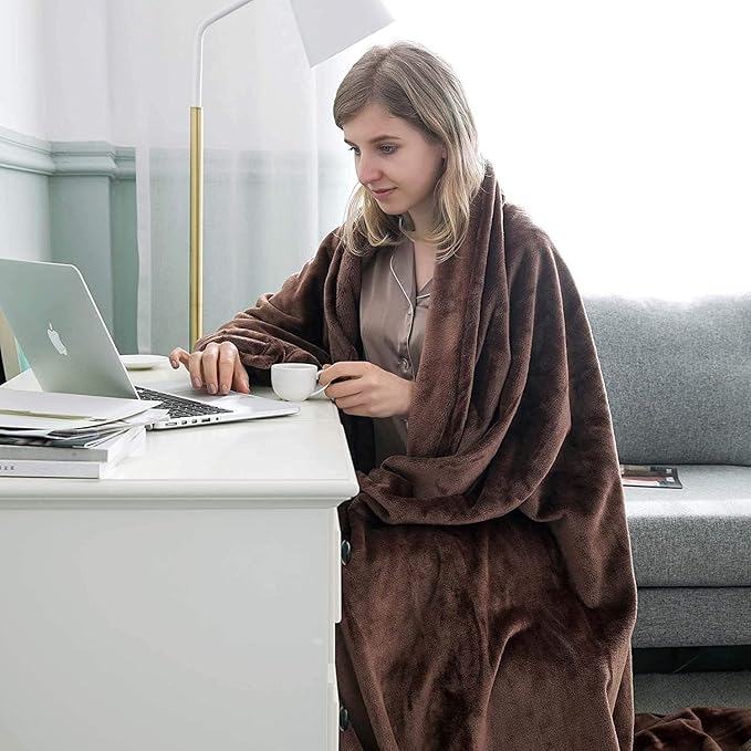 MOONLIGHT20015 Fleece Blankets Queen Size 90x90 Inches- 2 Pack - Super Soft Fluffy Throw Blanket for Sofa and Bed - Warm and Cozy Lightweight 400 GSM Microfiber Bed Throws Blankets (Queen, Coffee)