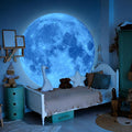 Large Glow in The Dark Full Moon Wall Stickers 6 Sheets Night Blue Luminous Moon Decals Peel and Stick Wall Decor for Kids Room Bedroom Living Room