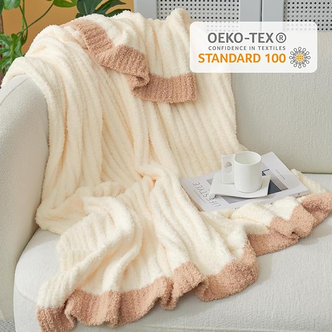 Snuggle Sac Queen Size Blanket for Bed, Soft Luxurious Bedding Blankets, Large Fuzzy Plush Microfiber Blankets, Cream, 90x90 inches