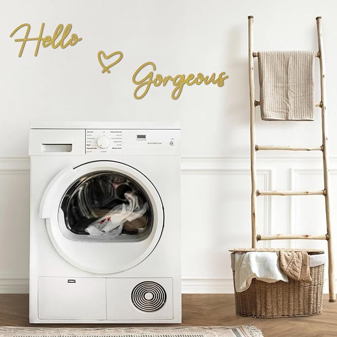 Hello Gorgeous Metal Wall Art Decor Gold Modern Hello Gorgeous Signs Farmhouse Metal Wall Art Hanging Decoration for Bathroom Living Room Bedroom Office Hotel Home Wall Decoration (Gold)