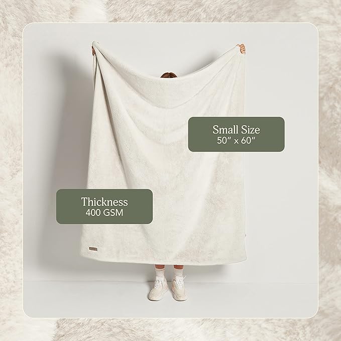 UnHide Lil’ Marsh Faux Fur Blanket - Lightweight, Soft Throw Blanket - Machine Washable - Ideal for Bed, Couch, or Reading Chair- Small (50" x 60") Snow White
