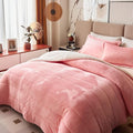 3-Layer Luxury Flannel Fleece Thick Bed Blanket Twin Size Blush Pink for Girls, Soft Plush Velvet Sherpa Blanket with 2 Pillow Shams Heavy Warm for Winter, Breathable n Washable, Pink