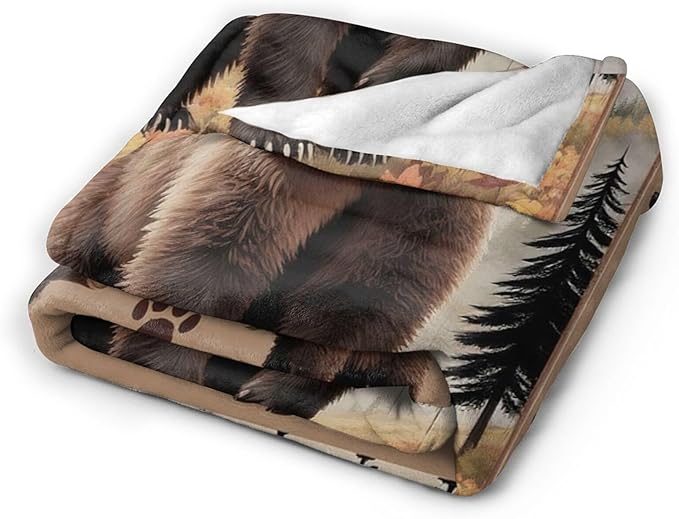 Bear Throw Blanket - Soft Plush Fleece Cabin Wild Animal Bedding Blankets- Cozy Bear Stuff Gifts for Women Girls Kids Adults 40"X50"