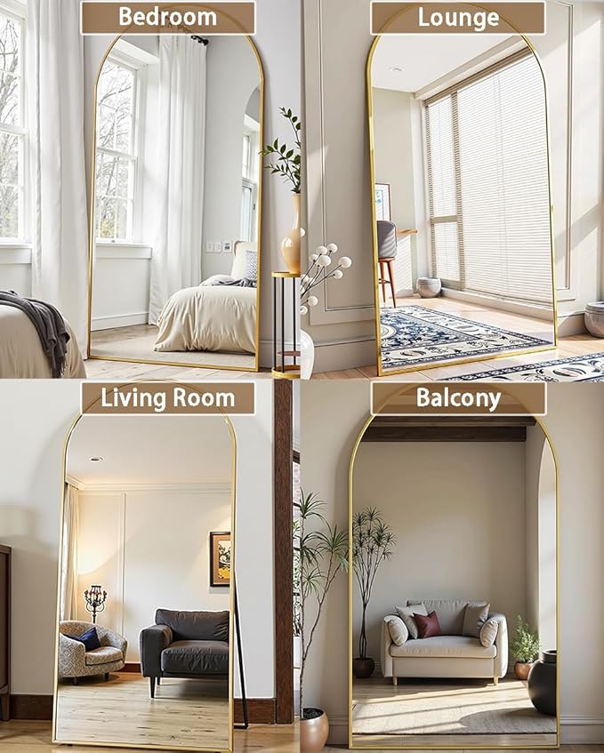 OGCAU Full Length Mirror, 78"x38" Large Full Body Floor Mirror Hanging or Leaning, Standing Mirror, Wall Mounted with Aluminum Frame for Living Room, Bedroom (Gold)