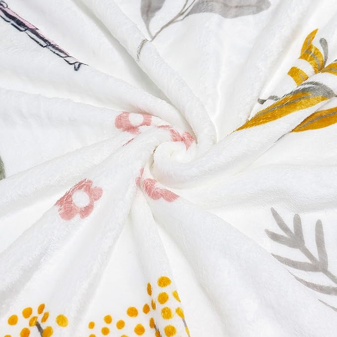 Dragonfly Throw Blanket Floral Flower Throw Blanket Botanical Plant Flannel Fleece Throw Blankets Butterfly Cozy Fuzzy Plush Throw Blankets for Bed Chair Couch 50" X 60"