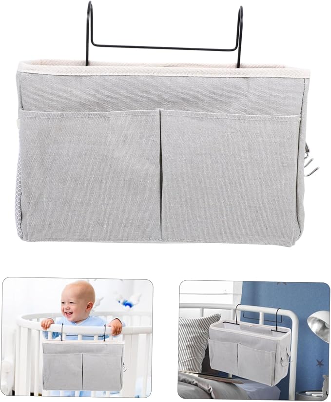 Cabilock Practical Hanging Bedside Storage Basket Multipurpose Pouch Pockets Dorm Bed Bunk Loft College Dorm Rooms Baby Rails Bedroom Living Room
