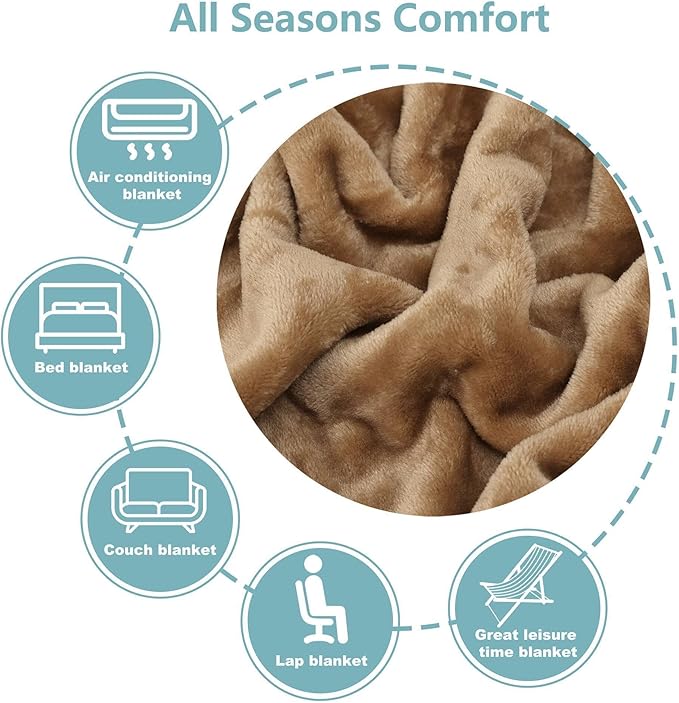 NANPIPER Fleece Blankets Super Soft Flannel Fuzzy Blanket for Bed Couch Luxury Cozy Plush Microfiber Blanket-Twin Size Coffee Brown
