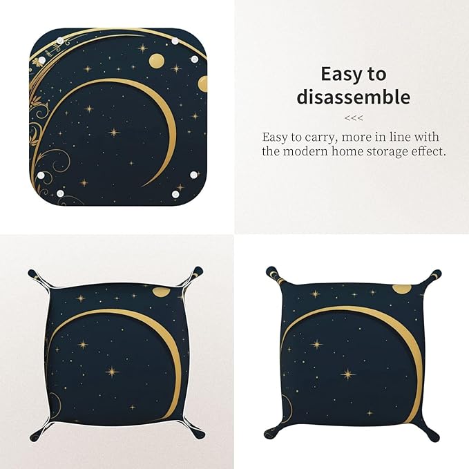 Moon & Starry Tray Men's Leather Valet Parking Portable Entrance Trays Bedside Storage Box