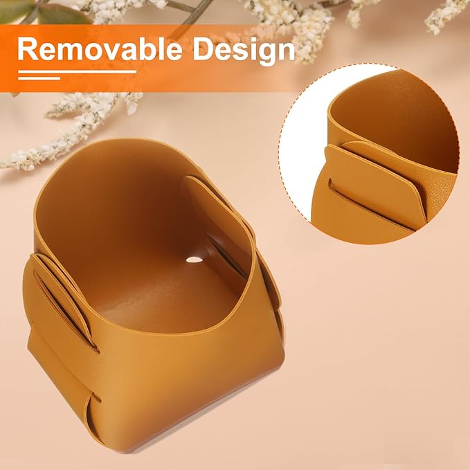 uxcell Valet Tray Organizer, PU Leather Desktop Storage Organizer Box Tray Entryway Table Bedside Nightstand Catchall Vanity Tray for Jewelry Key Coin Watch Wallet (Yellow)