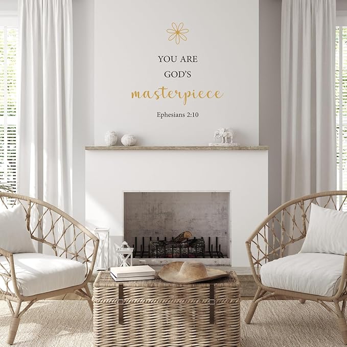 BBTO Bible Verse Wall Stickers Inspirational Quote Wall Decals Religious Motivational Scripture Sticker Peel and Stick for Bedroom Living Room Office Bathroom(God Love Us)