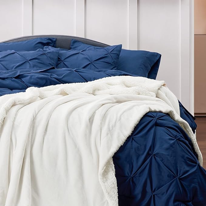 Bedsure GentleSoft Sherpa Fleece Twin Size Blanket for Couch, Non-Heated, Thick and Warm Throw for Women and Men, Soft Fuzzy Plush Twin Blanket for Winter, White, 60x80 Inches