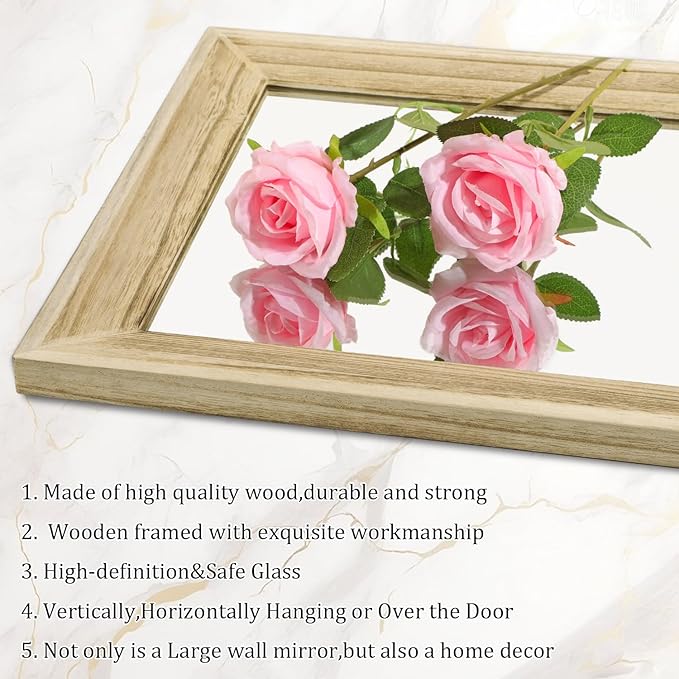 AAZZKANG Full Length Door Mirror Wooden Frame Large Mirrors for Wall 71"x30" Rectangular for Bedroom Living Room Bathroom Dressing Room Entryway