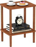 LUCKNOCK Solid Wood Side Table, 2-Tier Small End Table with Storage Shelf, Narrow Nightstand Bedside Table for Small Spaces, Bedroom, Living Room, Farmhouse, No-Tool Assembly.