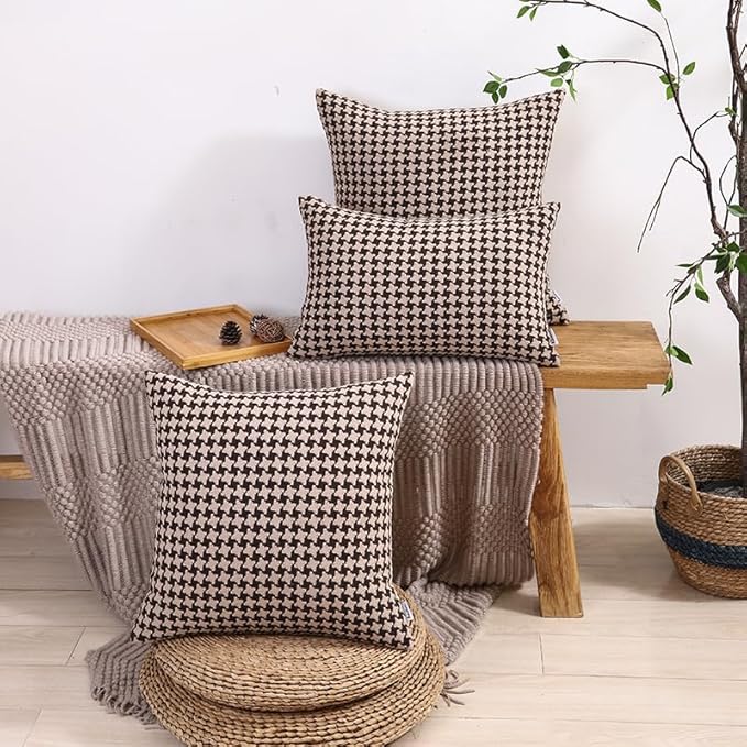 The Perfect Combination of AMAROTI Coffee Color and Gray, Exquisite Windmill Texture Pattern, 20X20 inch Farmhouse Living Room Sofa More Upscale Enjoy Jacquard Craft and Velvet Texture Fabric