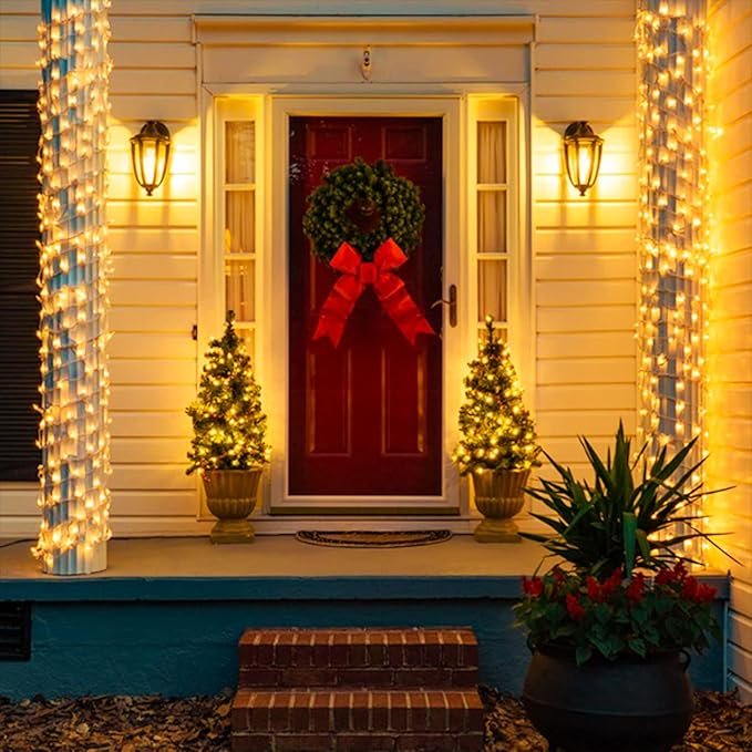 JMEXSUSS 800 LED Christmas Lights Outdoor Indoor String Lights with 8 Modes Warm White Plug in for Patio Garden Tree Wedding Party Yard Spring Decoration