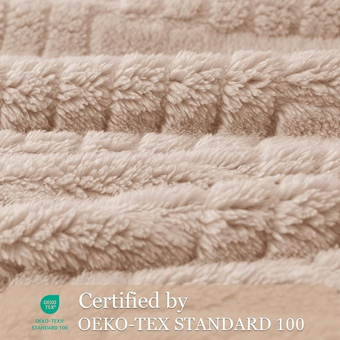 Whale Flotilla Lightweight Fleece Throw Blanket for Couch, Fuzzy Soft Blankets with Decorative Jacquard Pattern for All Season, Warm and Fluffy, 50x60 Inch, Camel