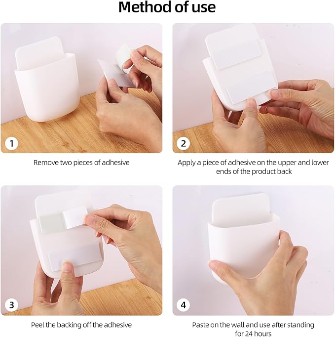 Tecbeauty 8 Pcs Remote Control Holder Self Adhesive Wall mounted Storage Box Phone Charging Pen Holder Organizer for Home Office School