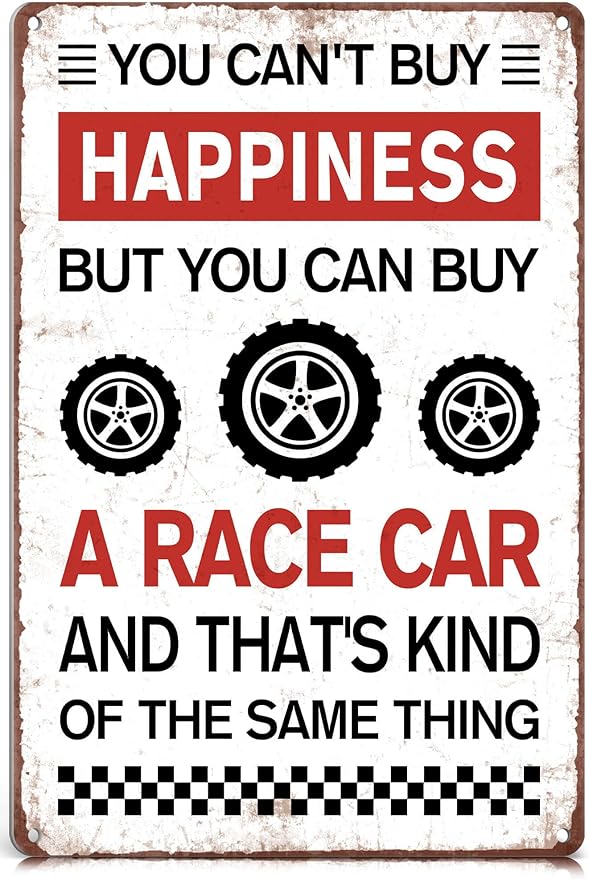 Garage Signs - F1 Race Car Posters for Man Cave Decor - Funny Metal Sign Vintage Cars Room Decor for Boys - Racing Gifts for Men 12x8 Inch