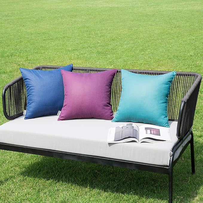 MIULEE Pack of 2 Decorative Outdoor Waterproof Pillow Covers Square Garden Cushion Sham Throw Pillowcase Shell for Spring Patio Tent Couch 20x20 Inch Navy Blue