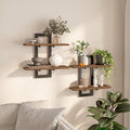 HOOBRO Floating Shelves, 15 Inch Wall Shelf Set of 2, Wall Mounted Storage Shelves 2-Tier, Hanging Bathroom Shelves, for Living Room, Bedroom, Bathroom, Kitchen, Walnut and Black BH32BJ01