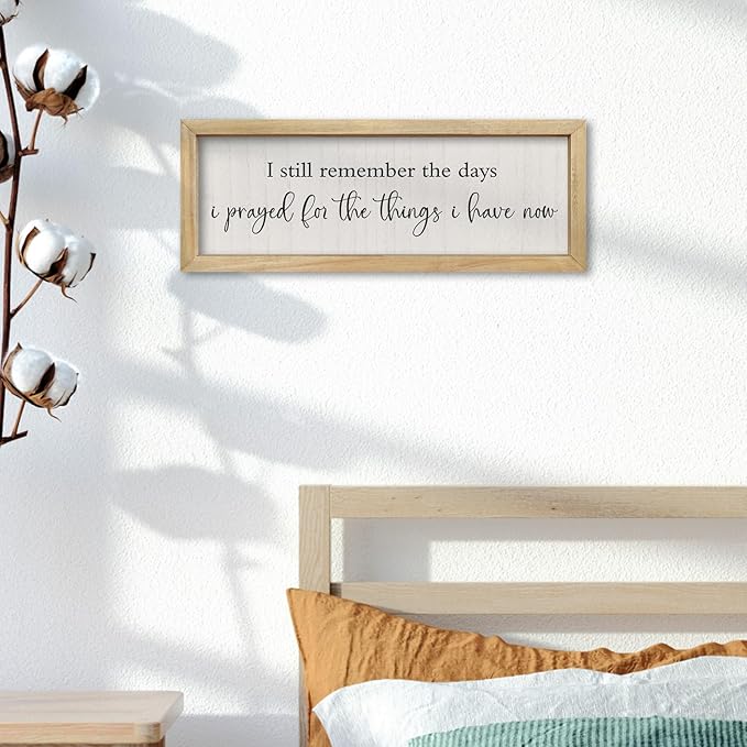 comurdyo I Still Remember the Days I Prayed Sign Wall Decor 16"×6" Master Bedroom Living Room Wooden Framed Wall Hanging Art (Wood)
