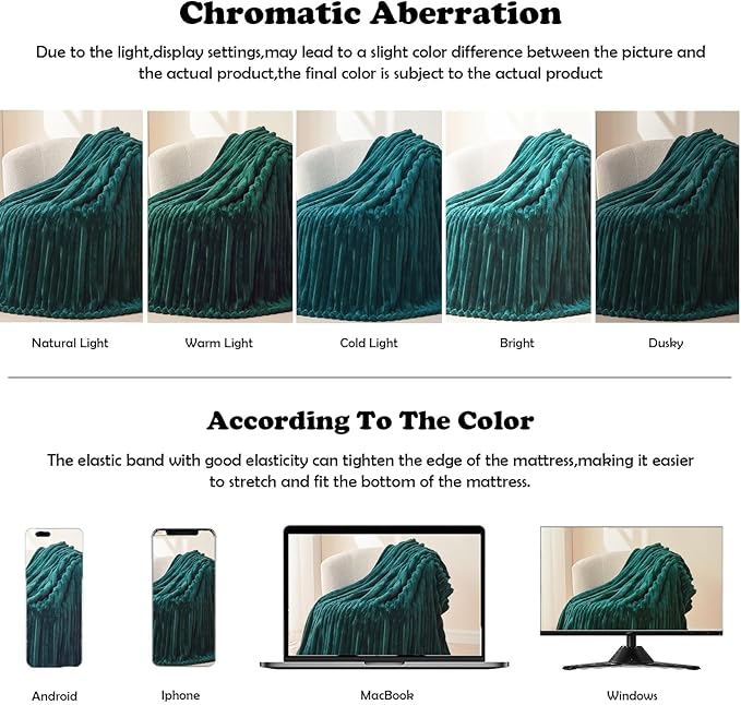 NEWCOSPLAY Super Soft Twin Blanket Dark Teal Premium Silky Flannel Fleece 3D Ribbed Jacquard Lightweight Bed Blanket All Season Use (Dark Teal Ribbed, Twin(60"x80"))