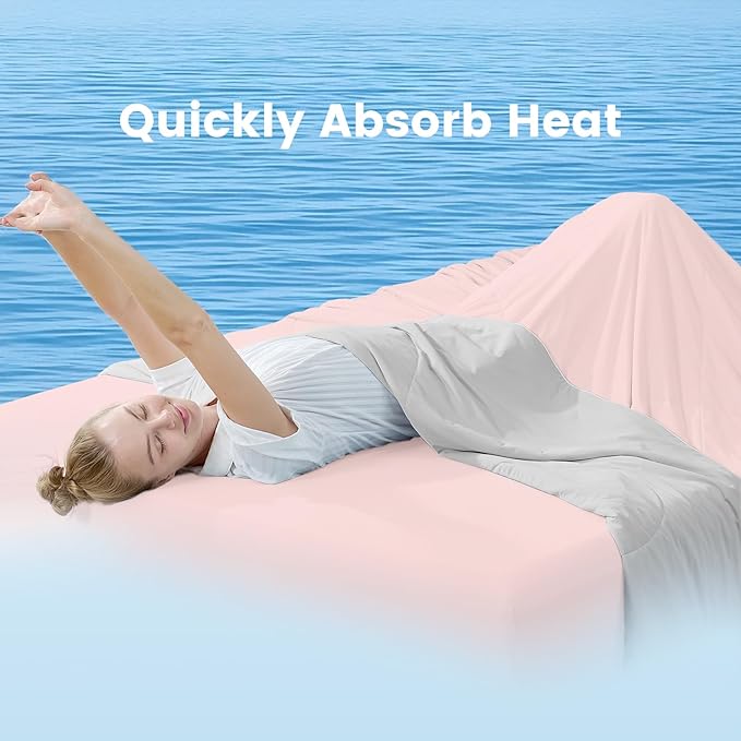 Cozy Bliss Cooling Comforter King Size, Cooling Blankets for Hot Sleepers and Night Sweats,Pink Gray Summer Comforter for King Size Bed, Breathable Soft Lightweight Silk Smooth