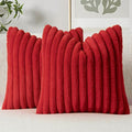 MIULEE Faux Fur Decorative Throw Pillow Covers 20x20 Inch Set of 2, Modern Spring Home Decor Soft Plush Couch Pillows Cozy Fluffy Cushion Covers for Sofa Bed Red