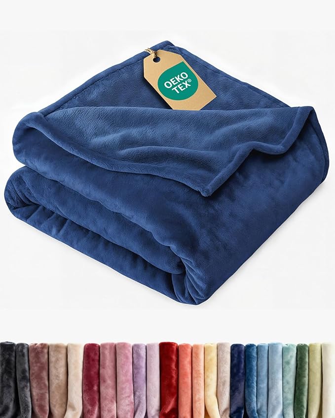 Ultra Soft Fleece Blanket King Size - Flannel Fleece Luxury King Blanket - Lightweight for Couch Bed Chair - Thick, Warm & Breathable - All Season Cozy Fuzzy Anti-Static Microplush Bedding, Royal Blue