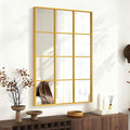 Gold Metal Mirror, Rectangle Wall Mounted Mirror Gold Modern Art Mirrors Mirrors for Living Room Bedroom Fireplace 20x28 Inch Decor