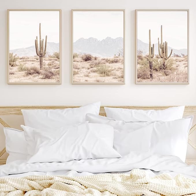 Pennclys Sonoran Desert Landscape Wall Art Cactus Arizona Canvas Wall Decor Desert Poster Pictures Saguaro Cactus Art Prints Landscape Painting for Home Bedroom 16x24x3 Inch Unframed