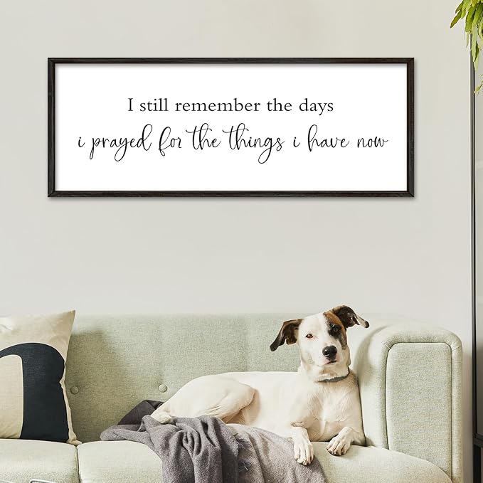 I Still Remember the Days I Prayed Sign 40''×15'' Bible Verse Wall Decor Home Bedroom Scripture Large Rustic Farmhouse Inspirational Wood Framed Plaque Wall Hanging Art (Black)