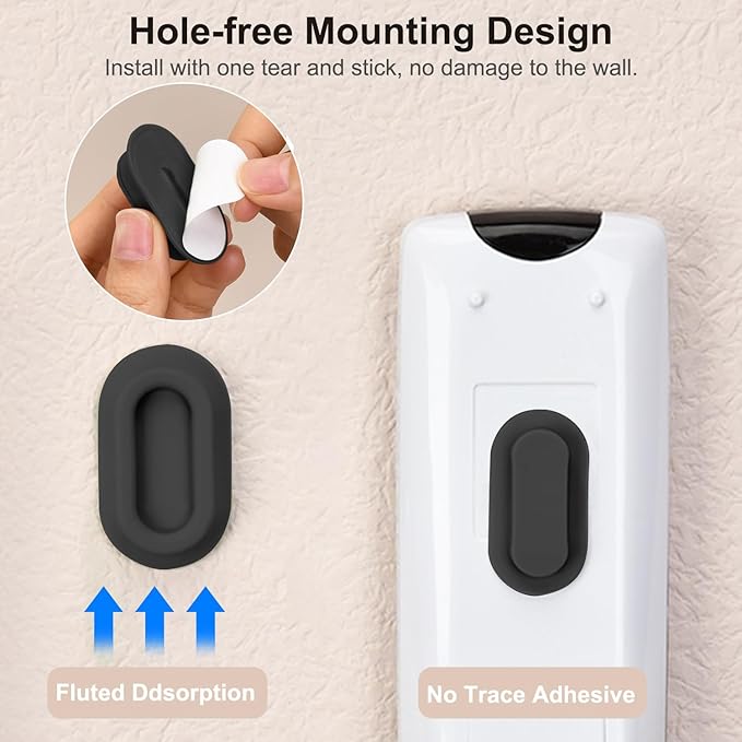 Magnetic Remote Control Holder Wall Mount 4 Pack Soft Silicone Remote Control Caddy with Strong Adhesive Remote Holder - Black