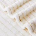 Super Soft Flannel Throw Blanket 50x60 Inches, Premium Gold Glitter Stripes Silky Fleece Lightweight Bed Blanket All Season Use, Ivory, 50"x60"
