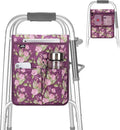 supregear Walker Bag, Universal Seniors Caddy Organizer with Multiple Pockets, Lightweight Accessories for Elderly, Rollators, Wheelchairs and Bedside Rails, Easy to Use Storage Pouch, Floral Purple